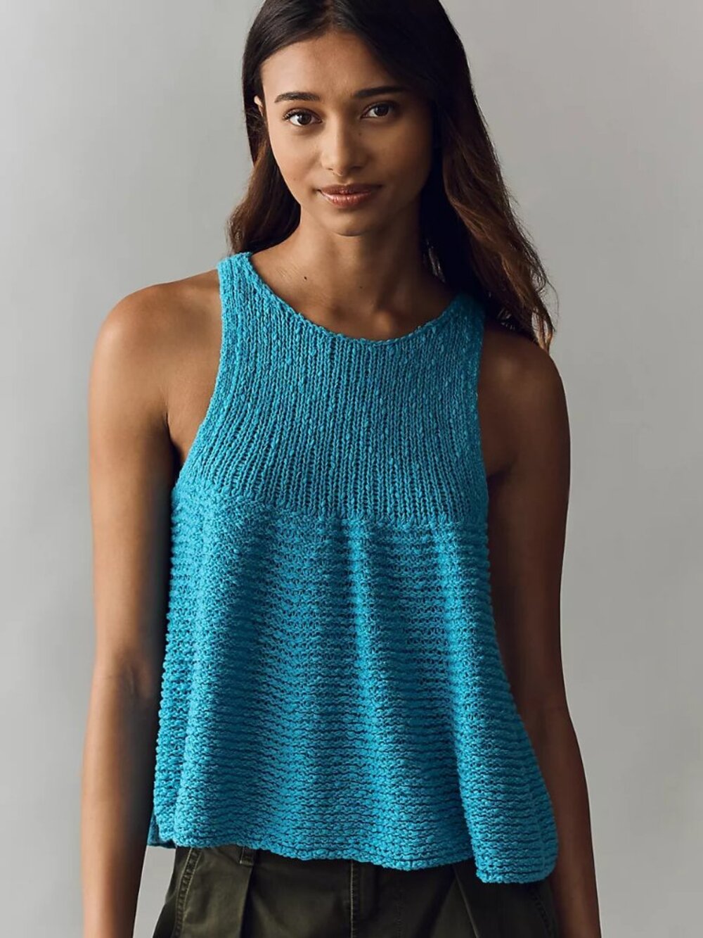 Pilcro Anthropologie Chunky Knit Sweater Tank Turquoise Blue Size Small
